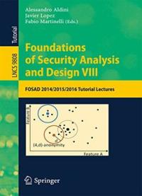 Foundations Of Security Analysis And Design Viii